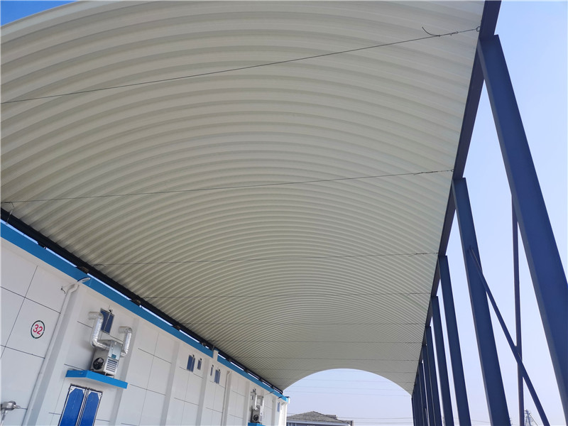 宿遷泗洪糧庫拱形屋面罩棚工程拱形屋頂?shù)跹b過程